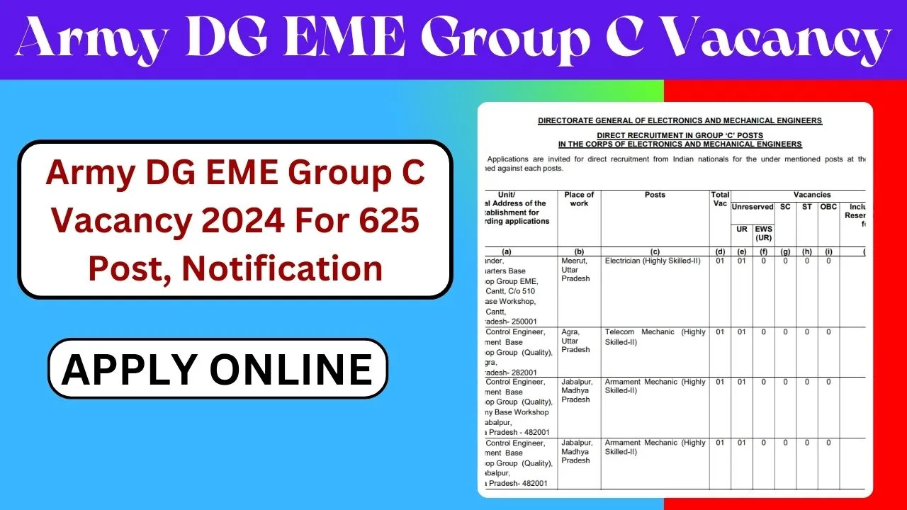 Army DG EME Group C Vacancy 2024