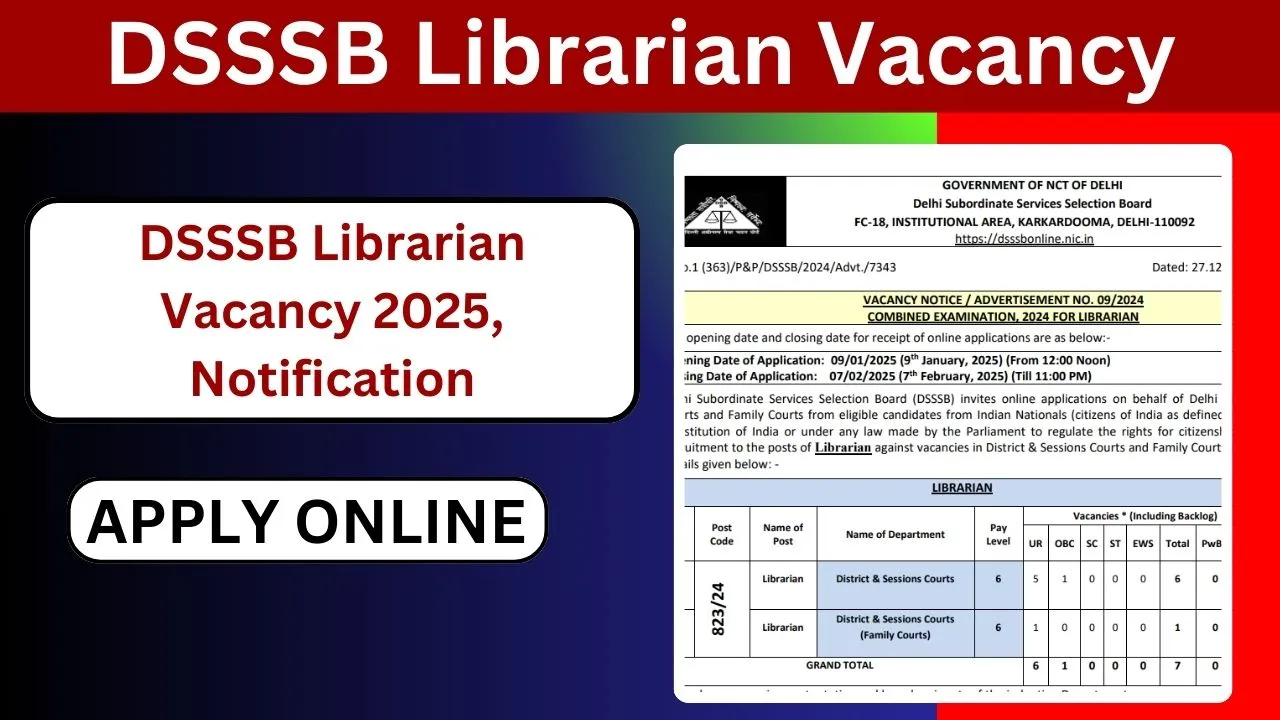 DSSSB Librarian Vacancy 2025 Notification Released